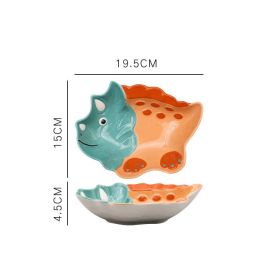 Creative Dinosaur Ceramic Japanese Cute Children's Tableware Set (Option: Orange-S)