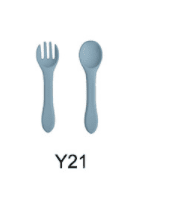 High Quality Natural 100 Food Grade Inventory Easy To Rinse Spoon Weaning Unbreakable Rubber Fork Dishwasher Safe Feeding Set (Option: Y21-Silicone fork spoon)