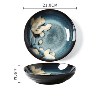 Underglaze Color Hand-painted Creative Bowls And Plates (Option: Large deep plate 8.5inches)