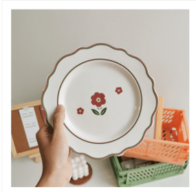 Japanese Style Tulip Ceramic Flat Plate Cute Small  Dinner Plate Dish (Option: Small flower plate)