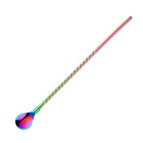 Stainless Steel Threaded Long Handle Straw Spoon Integrated Dual-purpose (Option: Multicolor-1PC)