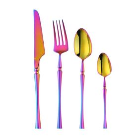 Stainless Steel Cutlery New Color Restaurant Small Waist Cutlery Four-piece Cutlery Set (Option: Colorful)