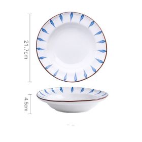 Ceramic Breakfast Plate Round Deep Plate Flat Plate (Option: Bluegrass)