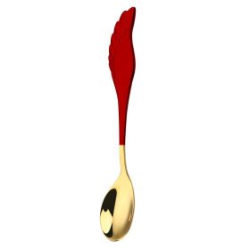 304 Stainless Steel Coffee Spoon Creative Net Red Wings Spoon Ice Cream Spoon Dessert Spoon Fork Spoon Spoon Gift Tableware (Option: M)