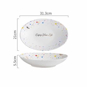 Household Simple Ceramic Terrazzo Plate Tableware (Option: F)