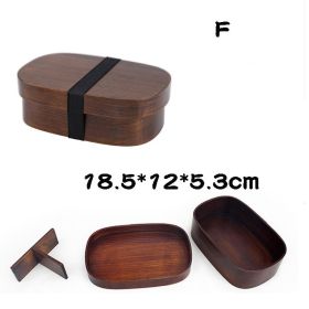 Wooden Lunch Box, Lunch Box Size Single And Double Layer Portable (Option: F style)