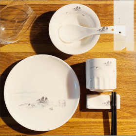 Banquet Hall Box Chopsticks Holder Soup Spoon Plate (Option: Four piece set Ocean)