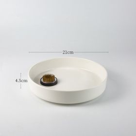 Japanese Flower Arrangement Ceramic Chinese Flower Plate (Option: Matt White-21cmPlate 4.6cm Sword Mountain)