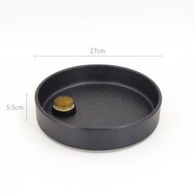 Japanese Flower Arrangement Ceramic Chinese Flower Plate (Option: Black-27cmPlate 5cm Sword Mountain)