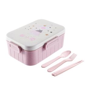 Simple Student With Lid Korean Split Microwave Oven Insulated Lunch Box (Option: Pink-S)