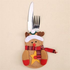 Christmas Decoration Restaurant Hotel Layout Pocket Fork Knife Cutlery Holder Santa Claus Fork Knife Gloves Bag Table Decor (Option: Deer)