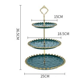 Living Room Coffee Table Household Ceramic Skewer Fruit Dessert Candy Tray Rack (Option: Green-3layer)