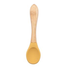 Silicone Baby Food Supplement Tableware Silicone Spoon (Option: Ginger yellow-3.2x14cm)