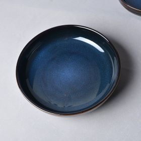 Japanese Style Kiln Changed Ceramic Soup Plate (Option: Dark Blue-10.2inch)