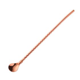 Stainless Steel Threaded Long Handle Straw Spoon Integrated Dual-purpose (Option: Rose Gold-2PCS)