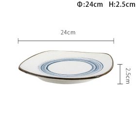 Restaurant Pasta Fruit Matte Ceramic Rib Plate (Option: 10inch simple blue circle lin)