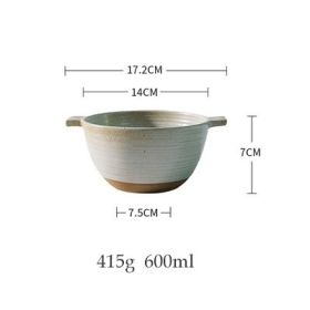 Japanese Stoneware Amphora Bowl Vintage Ceramic Tableware (Color: White)