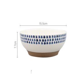 Japanese Nordic Stoneware Blue Raindrop Bowl (Option: Raindrops-6inch)