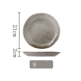 Kiln Into Ceramic Tableware Creative Hotel Steak Plate (Option: Vintage stone grain8 inch pla)