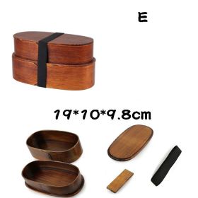 Wooden Lunch Box, Lunch Box Size Single And Double Layer Portable (Option: E style)