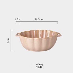 Nordic Household Tableware Large Binaural Salad Ceramic Bowl (Color: Pink)