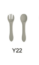 High Quality Natural 100 Food Grade Inventory Easy To Rinse Spoon Weaning Unbreakable Rubber Fork Dishwasher Safe Feeding Set (Option: Y22-Silicone fork spoon)