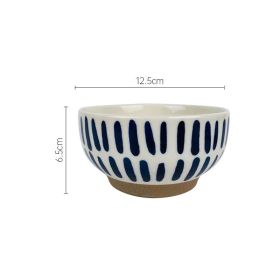 Japanese Nordic Stoneware Blue Raindrop Bowl (Option: Stripe-4.7inch)