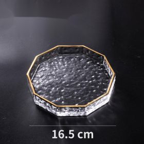 Painted Gold Polygonal Glass Plate Saucer European Style (Option: Outline in gold-small)