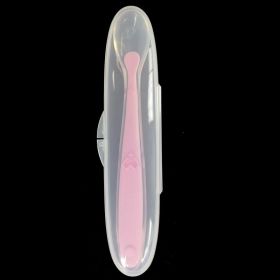 Baby Full Silicone Training Spoon Single Storage Box (Color: Pink)