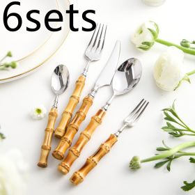 Creative Bamboo Tableware 304 Stainless Steel Steak Cutlery (Option: 6sets Suit)