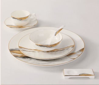 Bone China Hotel Tableware Set Chinese Style (Option: Seven piece set1)