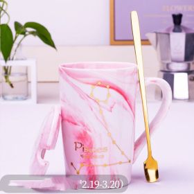 Twelve Constellation Marbled Ceramic Cup (Option: Pink-Pisces)