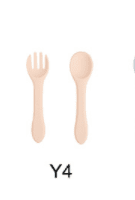 High Quality Natural 100 Food Grade Inventory Easy To Rinse Spoon Weaning Unbreakable Rubber Fork Dishwasher Safe Feeding Set (Option: Y4-Silicone fork spoon)