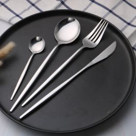 Black And Gold Stainless Steel Cutlery Western Tableware (Option: Silver-Teaspoon)