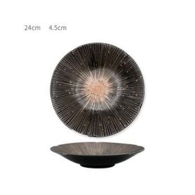 Japanese Style Household Retro Round Dish Dish (Option: Big dish black)