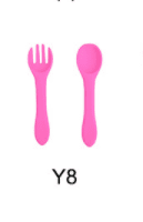 High Quality Natural 100 Food Grade Inventory Easy To Rinse Spoon Weaning Unbreakable Rubber Fork Dishwasher Safe Feeding Set (Option: Y8-Silicone fork spoon)