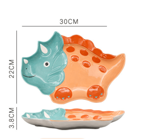 Creative Dinosaur Ceramic Japanese Cute Children's Tableware Set (Option: Orange-L)