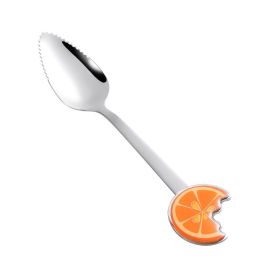 Baby Scraping Mud Spoon Stainless Steel With Serrated (Option: Orange-Semicircle)