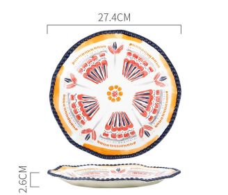 Retro Hand Drawn Dishes Home Rice Bowls (Option: 10.5inch flat plate)