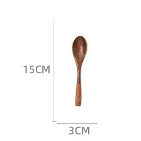 Japanese Style Wooden Long Handle Soup Instant Noodle Spoon (Option: 18Style)