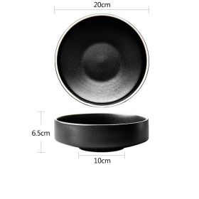 Japanese Vintage Frosted Ceramic Bowl Feature Restaurant Ideas (Option: Black-8inches)