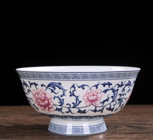 Ceramic 6-inch Household Bowl (Option: Red rose-6 inches)