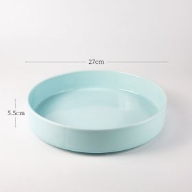 Japanese Flower Arrangement Ceramic Chinese Flower Plate (Option: Cyan-27cm Plate)