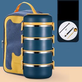 304 Stainless Steel Insulated Barrel Multi-layer Lunch Box (Option: Blue-8 Style)