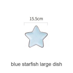 Cute Household Ceramic Plate Ocean Wind Cartoon Bowls And Dishes Tableware Set (Option: Starfish album blue)