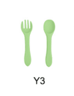 High Quality Natural 100 Food Grade Inventory Easy To Rinse Spoon Weaning Unbreakable Rubber Fork Dishwasher Safe Feeding Set (Option: Y3-Silicone fork spoon)