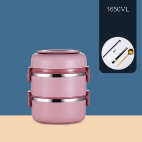 304 Stainless Steel Insulated Barrel Multi-layer Lunch Box (Option: Pink-2 Style)