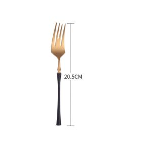 304 Stainless Steel Small Waist Cutlery (Option: Sanding black gold-Main fork)