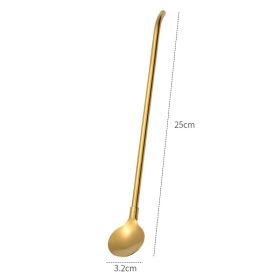 304 Food Grade Stainless Steel Tableware Straw Spoon (Option: Gold-1PC-25cm)