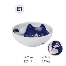 Japanese Style Cat Ceramic Japanese Bowl (Option: E1)